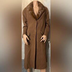 P.A.R.O.S.H. Brown Open Sides Fur Collar Women's Coat Size L